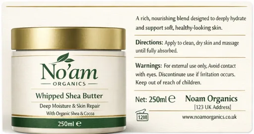 Whipped Shea Butter ingredients label